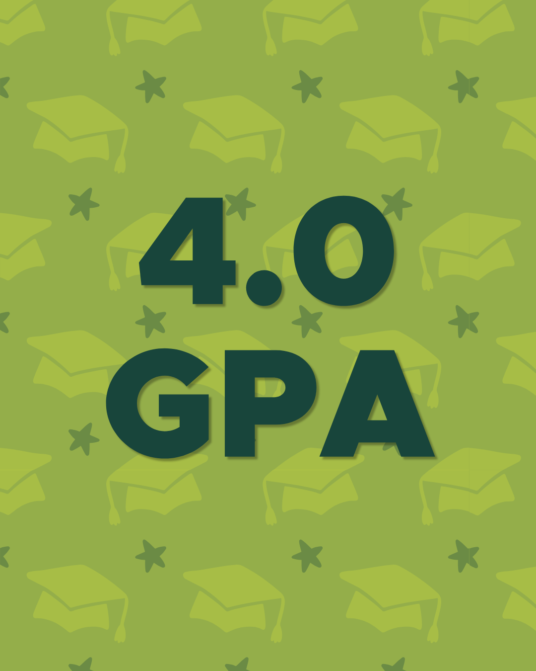 Graphic of graduation caps and the word "4.0 GPA".
